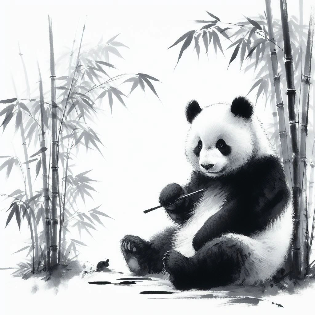 パンダの水墨画 | Aipictors